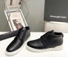 Мужские кожаные высокие кеды Ermenegildo Zegna 2024 черные