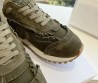 Женские замшевые кроссовки Christian Dior 2024 зеленые с бахромой