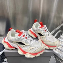 Женские комбинированные кроссовки Balenciaga 2023 серые с оранжевым