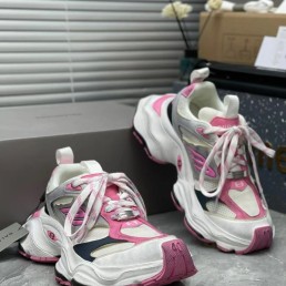 Женские комбинированные кроссовки Balenciaga 2023 белые с серым и розовым