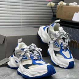 Женские комбинированные кроссовки Balenciaga 2023 белые с серым и синим