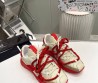 Мужские кожаные кроссовки Dolce & Gabbana 2024 бежевые с красным