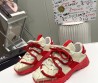 Мужские кожаные кроссовки Dolce & Gabbana 2024 бежевые с красным