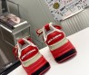 Мужские кожаные кроссовки Dolce & Gabbana 2024 бежевые с красным
