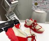 Мужские кожаные кроссовки Dolce & Gabbana 2024 бежевые с красным