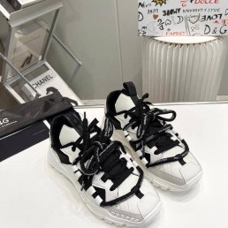 Мужские кожаные кроссовки Dolce & Gabbana 2024 белые с черным