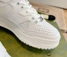 Женские кожаные кроссовки Gucci 2024 белые с перфорацией