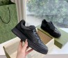 Женские кожаные кроссовки Gucci 2024 черные с перфорацией