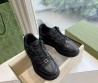 Женские кожаные кроссовки Gucci 2024 черные с перфорацией