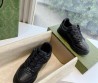Женские кожаные кроссовки Gucci 2024 черные с перфорацией