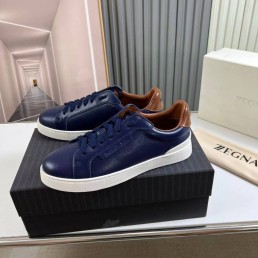 Мужские кожаные кроссовки Ermenegildo Zegna 2024 синие