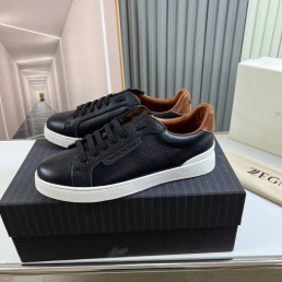Мужские кожаные кроссовки Ermenegildo Zegna 2024 черные