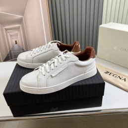 Мужские кожаные кроссовки Ermenegildo Zegna 2024 белые