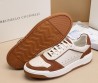 Мужские кожаные кроссовки Brunello Cucinelli 2024 белые с коричневым