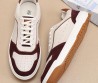 Мужские кожаные кроссовки Brunello Cucinelli 2024 белые с бордовым