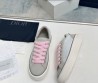 Женские комбинированные кеды Christian Dior 2023 серые с розовыми шнурками