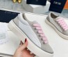 Женские комбинированные кеды Christian Dior 2023 серые с розовыми шнурками