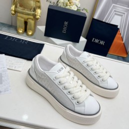 Женские комбинированные кеды Christian Dior 2023 белые с серым