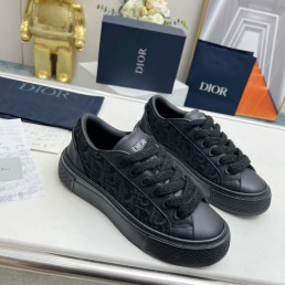 Женские комбинированные кеды Christian Dior 2023 черные с черной подошвой