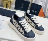 Женские комбинированные кеды Christian Dior 2023 синие с вышивкой