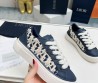 Женские комбинированные кеды Christian Dior 2023 синие с вышивкой