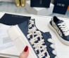 Женские комбинированные кеды Christian Dior 2023 синие с вышивкой