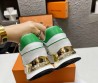 Женские кожаные кроссовки Louis Vuitton 2023 белые с зеленым