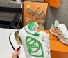 Женские кожаные кроссовки Louis Vuitton 2023 белые с зеленым