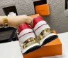 Женские кожаные кроссовки Louis Vuitton 2023 белые с красным