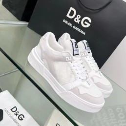 Женские комбинированные кроссовки Dolce & Gabbana 2023 белые с серым