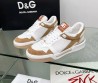 Женские комбинированные кроссовки Dolce & Gabbana 2023 белые с коричневым