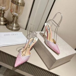 Женские туфли Jimmy Choo 2024 в стразах розовые