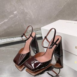 Женские кожаные туфли Amina Muaddi 2023 бордовые лакированные