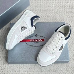 Мужские комбинированные кроссовки Prada 2024 белые с серым