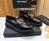 Мужские кожаные лоферы Dolce & Gabbana 2024 черные глянцевые с буквами