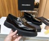 Мужские кожаные лоферы Dolce & Gabbana 2024 черные глянцевые с буквами