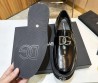 Мужские кожаные лоферы Dolce & Gabbana 2024 черные глянцевые с буквами