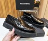 Мужские кожаные лоферы Dolce & Gabbana 2024 черные глянцевые на толстой подошве