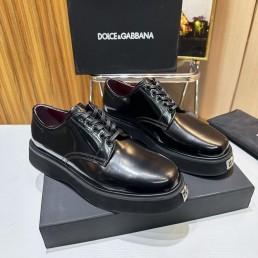 Мужские кожаные туфли Dolce & Gabbana 2024 черные глянцевые