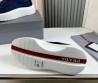 Мужские текстильные кроссовки Prada 2024 синие на высокой подошве