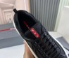 Мужские текстильные кроссовки Prada 2024 черные на высокой подошве
