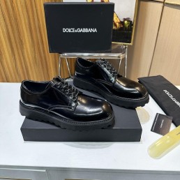 Мужские кожаные ботинки Dolce & Gabbana 2024 на шнурках черные