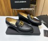 Мужские кожаные лоферы Dolce & Gabbana 2024 черные с золотым логотипом