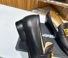 Мужские кожаные лоферы Dolce & Gabbana 2024 черные с золотым логотипом