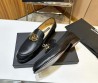 Мужские кожаные лоферы Dolce & Gabbana 2024 черные с золотым логотипом