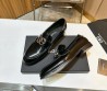 Мужские кожаные лоферы Dolce & Gabbana 2024 черные с серебристым логотипом глянцевые