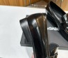Мужские кожаные лоферы Dolce & Gabbana 2024 черные с серебристым логотипом глянцевые