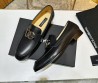 Мужские кожаные лоферы Dolce & Gabbana 2024 черные с серебристым логотипом