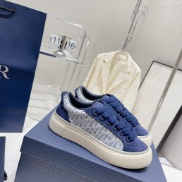 Женские комбинированные кеды Christian Dior 2024 синие с голубым