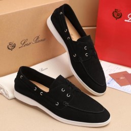 Мужские замшевые лоферы Loro Piana 2024 черные